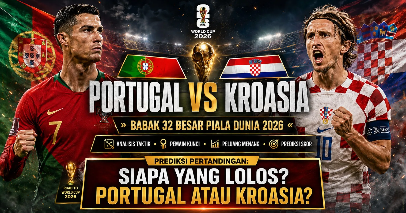Prediksi Piala Dunia 2026: Portugal vs Kroasia 3 Juli 2026, Duel Dua Generasi Emas di Babak 32 Besar