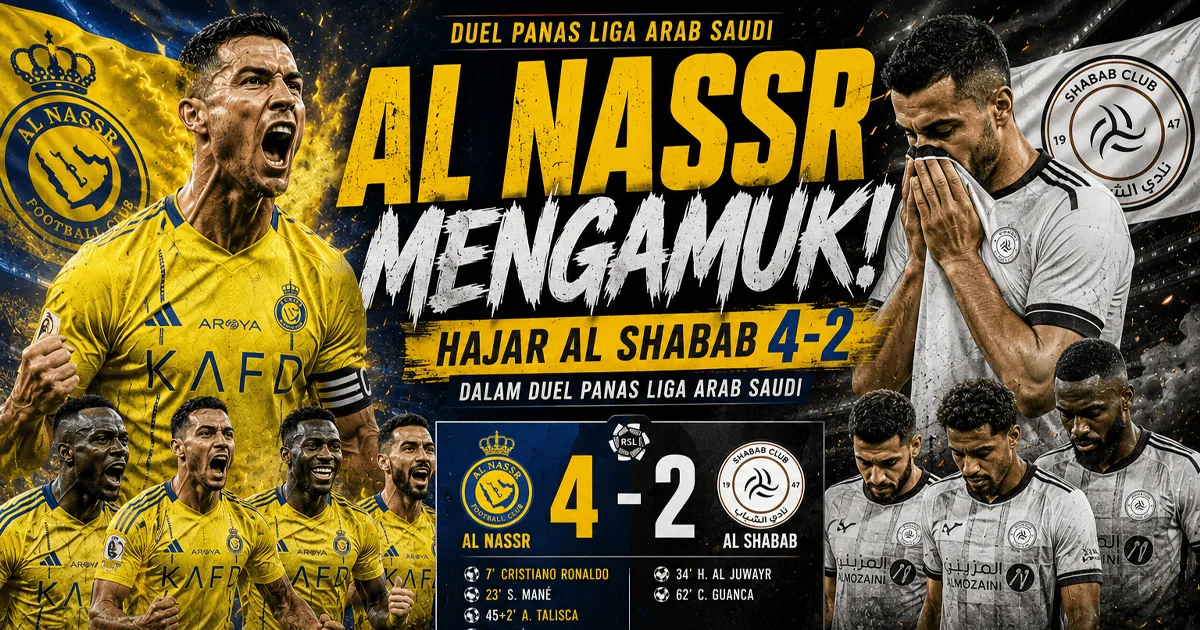 Al Nassr Mengamuk! Hajar Al Shabab 4-2 dalam Duel Panas Liga Arab Saudi