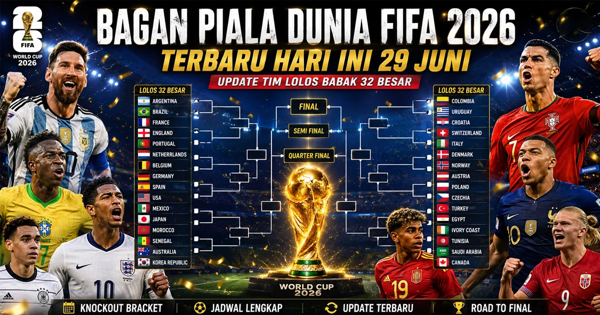 Bagan Piala Dunia FIFA 2026 Terbaru: Update Tim Lolos, Jadwal Babak 32 Besar dan Jalur Menuju Final