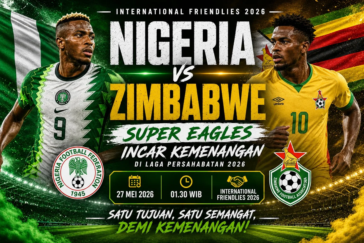 Nigeria vs Zimbabwe: Super Eagles Incar Kemenangan di Laga Persahabatan