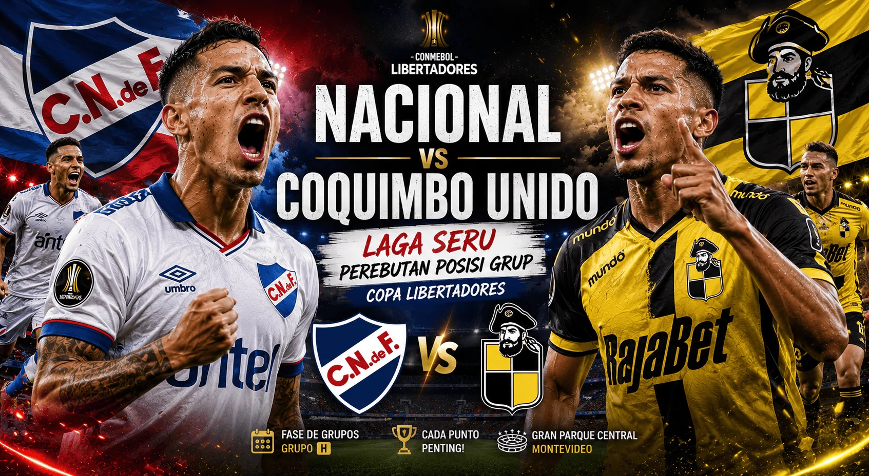 Nacional vs Coquimbo Unido: Laga Seru Perebutan Posisi Grup Copa Libertadores