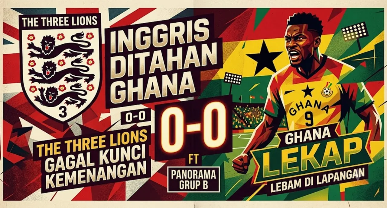 Inggris Ditahan Ghana 0-0, The Three Lions Gagal Amankan Kemenangan di Grup L