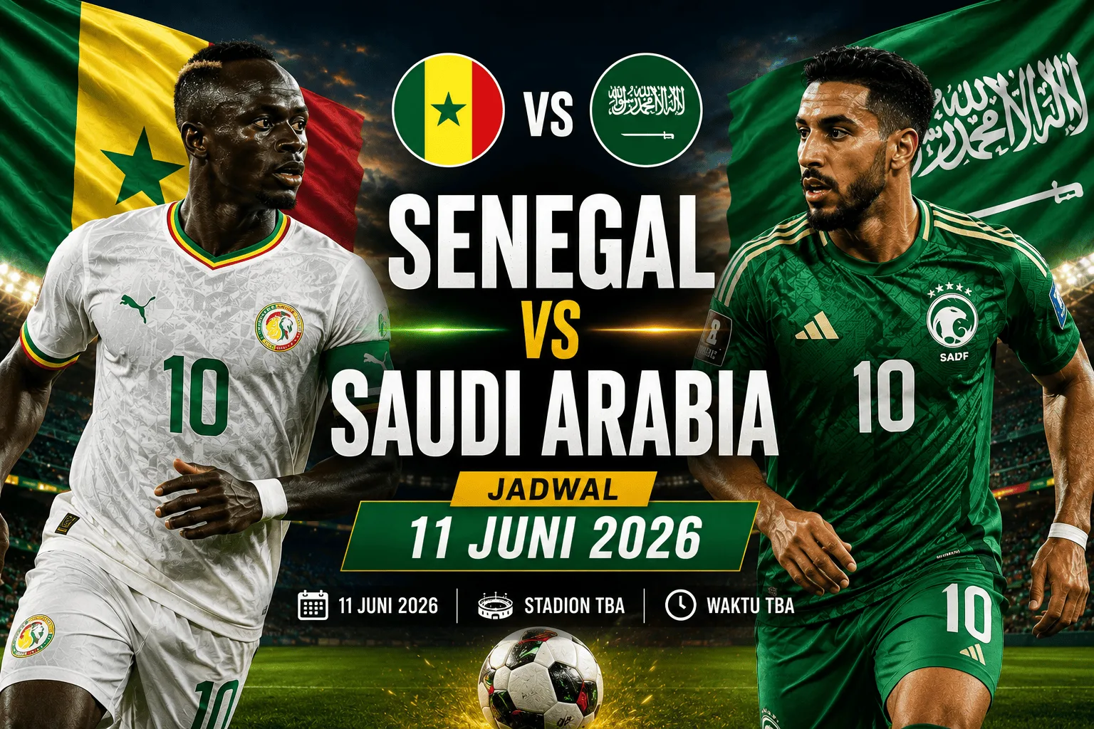 Senegal vs Saudi Arabia: Jadwal 11 Juni 2026, Prediksi Susunan Pemain dan Peluang Kemenangan Kedua Tim