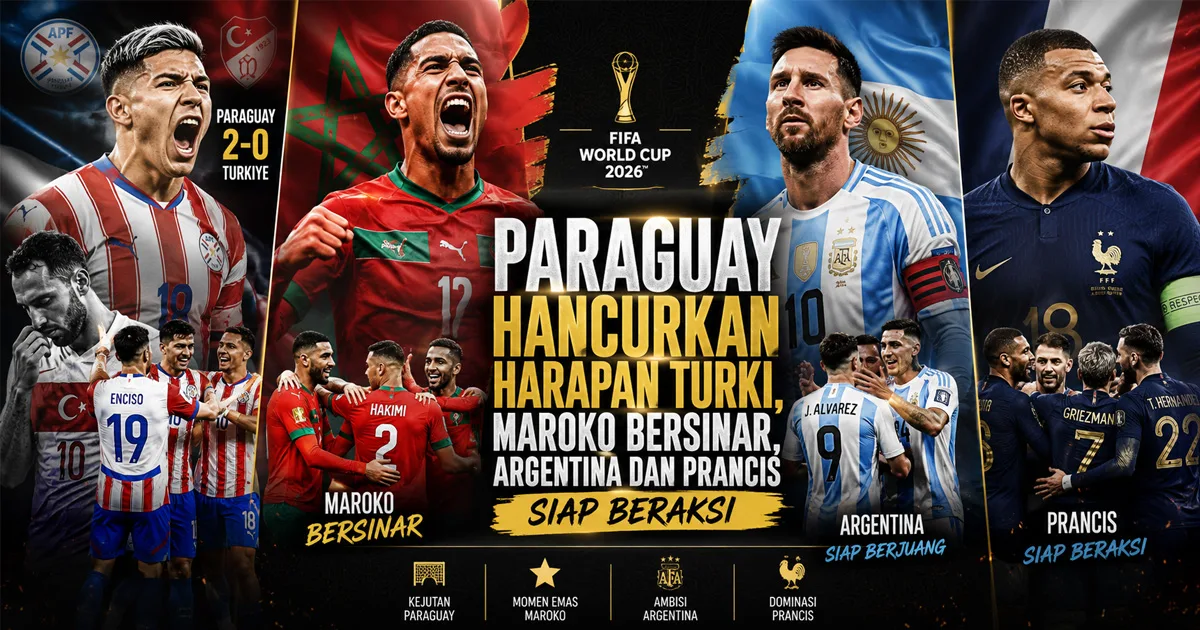 Paraguay Hancurkan Harapan Turki, Maroko Bersinar, Argentina dan Prancis Siap Beraksi