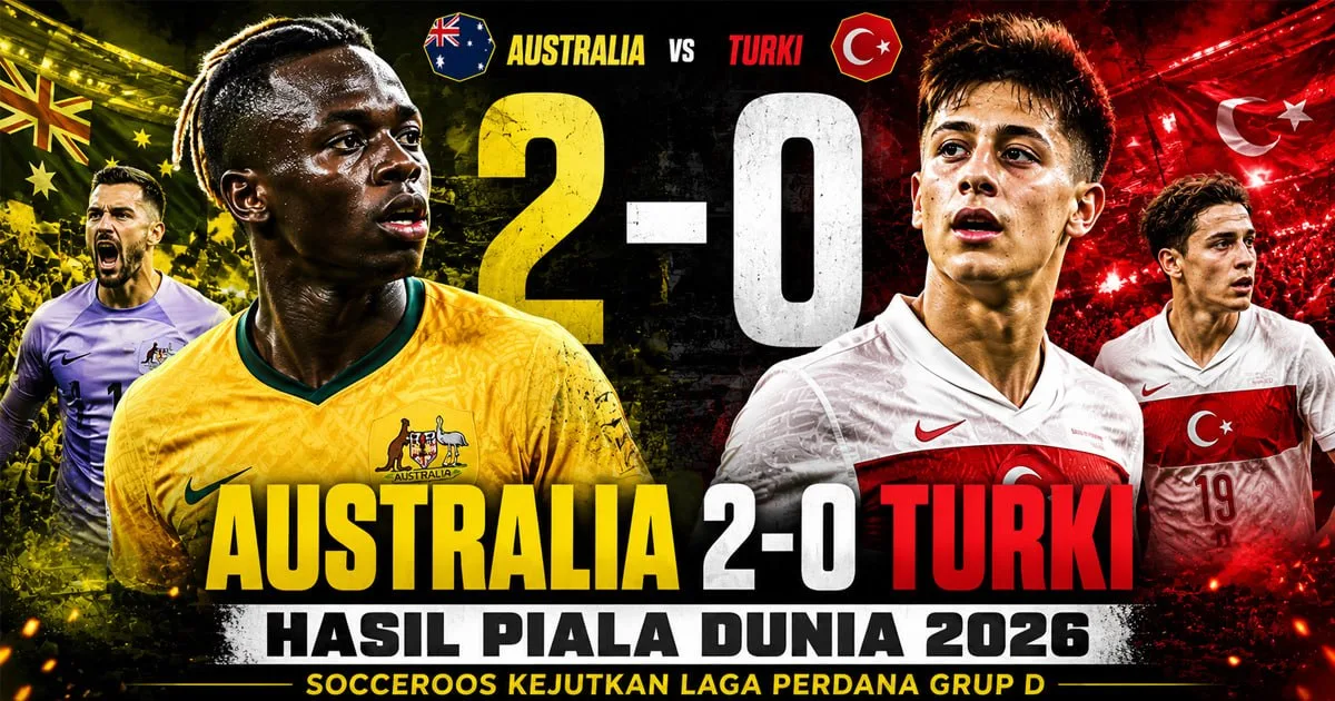 Australia 2-0 Turki: Hasil Piala Dunia 2026, Socceroos Kejutkan Laga Perdana Grup D
