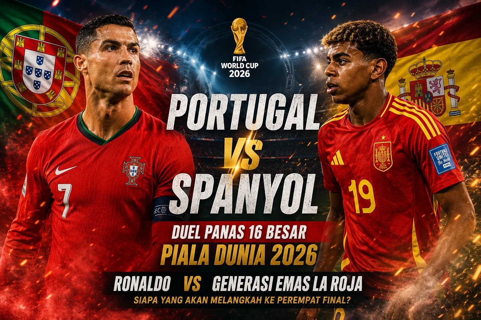 Portugal vs Spanyol: Duel Panas 16 Besar Piala Dunia 2026, Ronaldo Tantang Generasi Emas La Roja