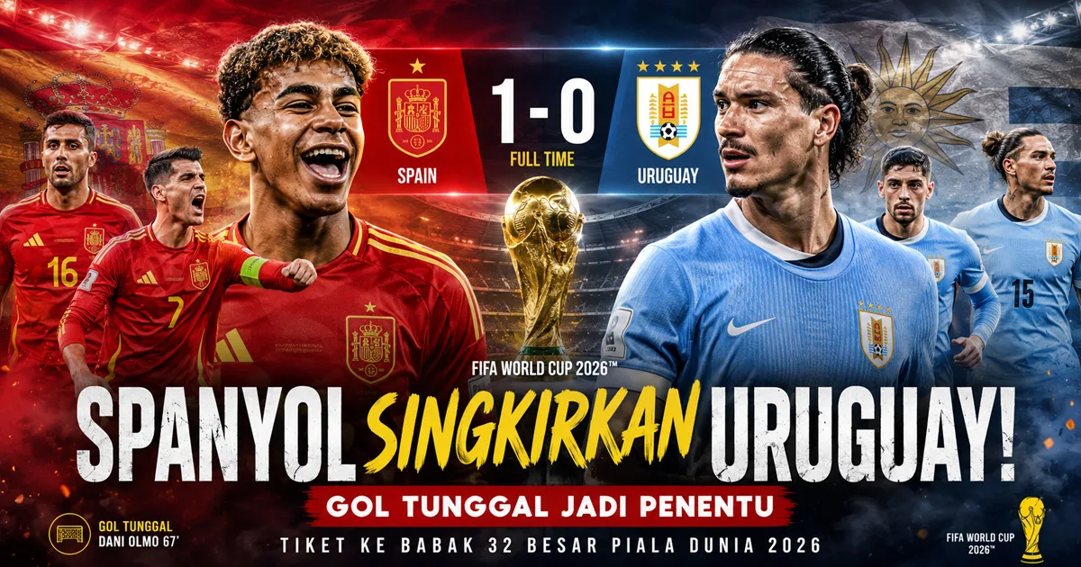 Spanyol Singkirkan Uruguay! Gol Tunggal Jadi Penentu Tiket ke Babak 32 Besar Piala Dunia 2026