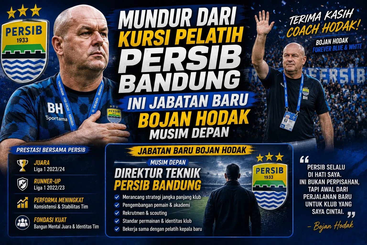 Mundur dari Kursi Pelatih Persib Bandung, Ini Jabatan Baru Bojan Hodak Musim Depan
