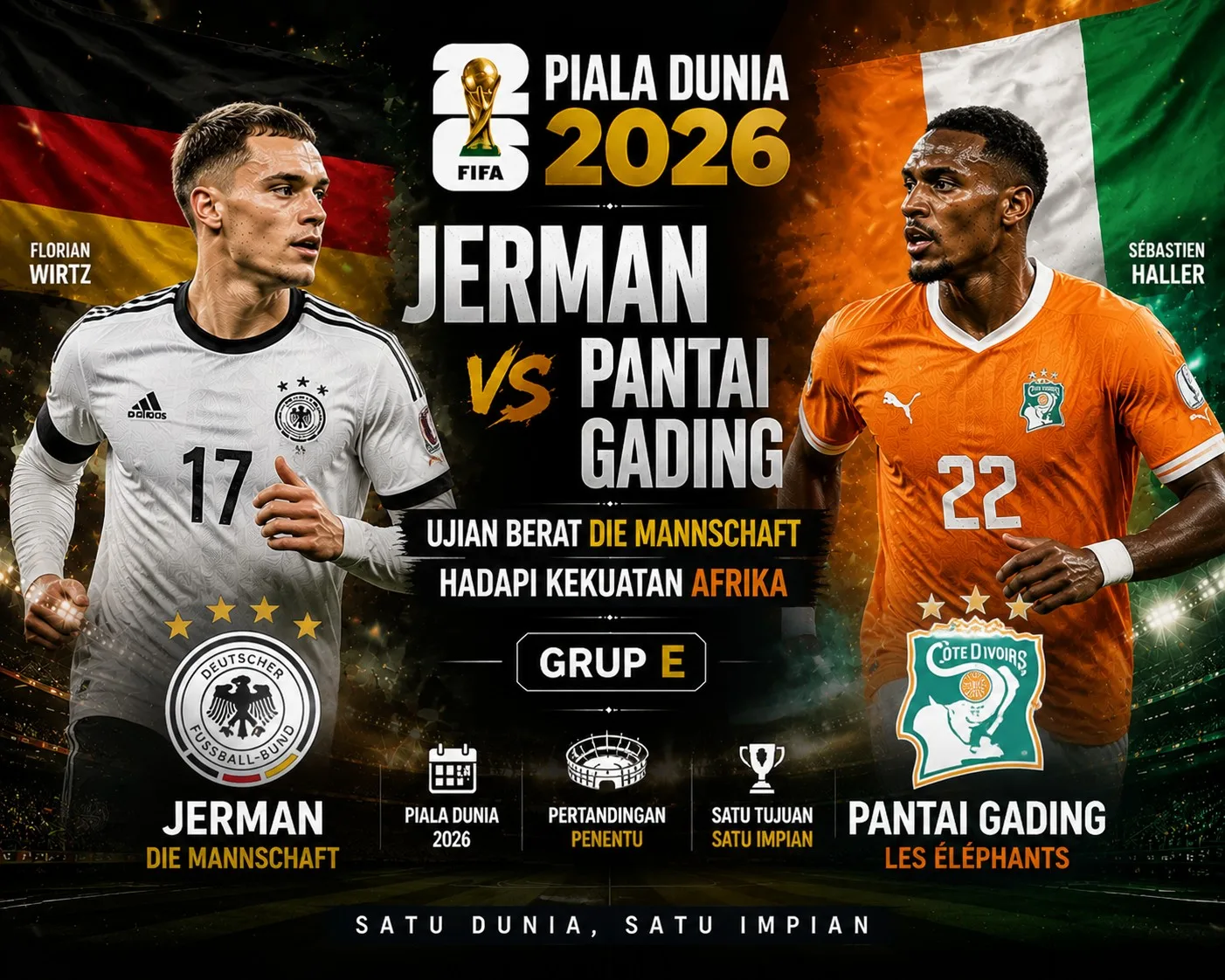 Jerman vs Pantai Gading Piala Dunia 2026: Ujian Berat Die Mannschaft Hadapi Kekuatan Afrika di Grup E