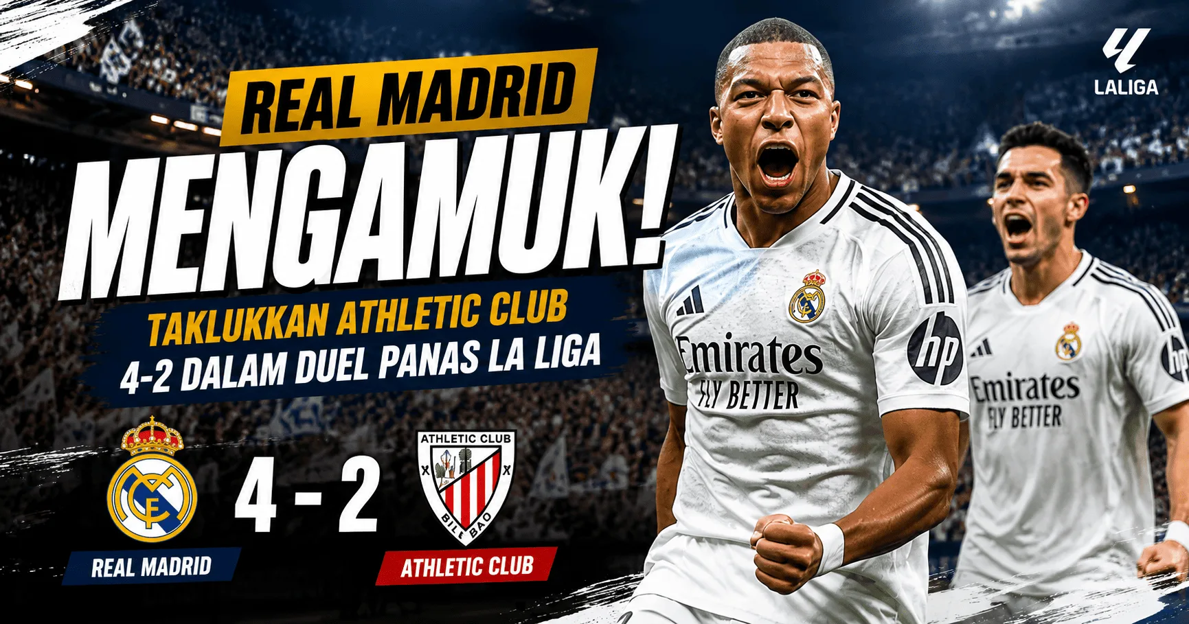 Real Madrid Mengamuk! Taklukkan Athletic Club 4-2 dalam Duel Panas La Liga 2026