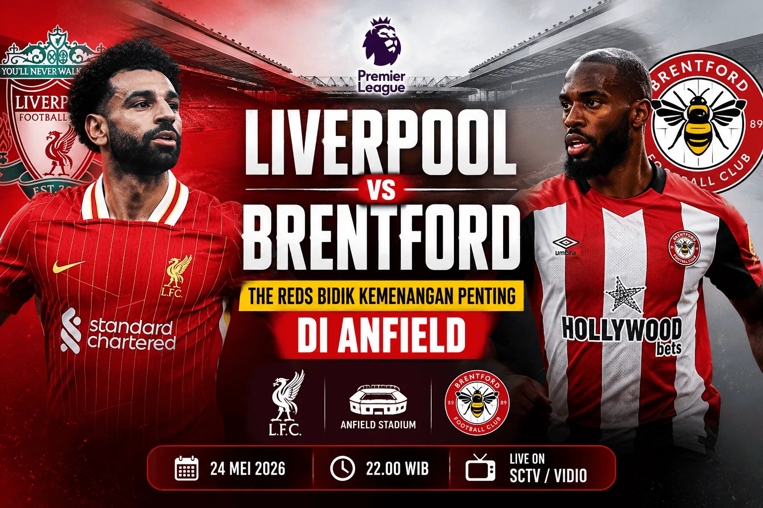 Liverpool vs Brentford: The Reds Bidik Kemenangan Penting di Anfield