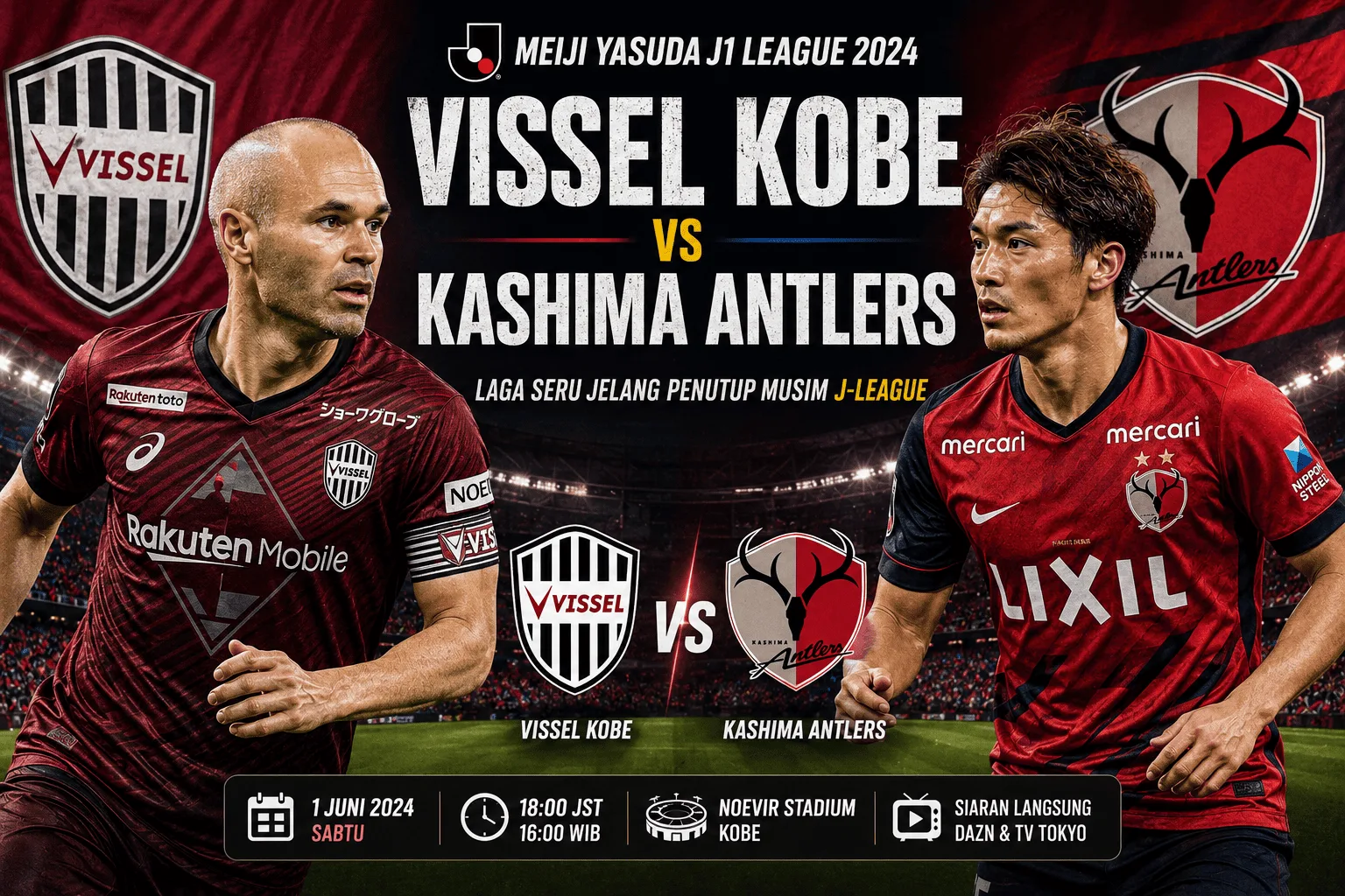 Vissel Kobe vs Kashima Antlers: Laga Seru Jelang Penutup Musim J‑League