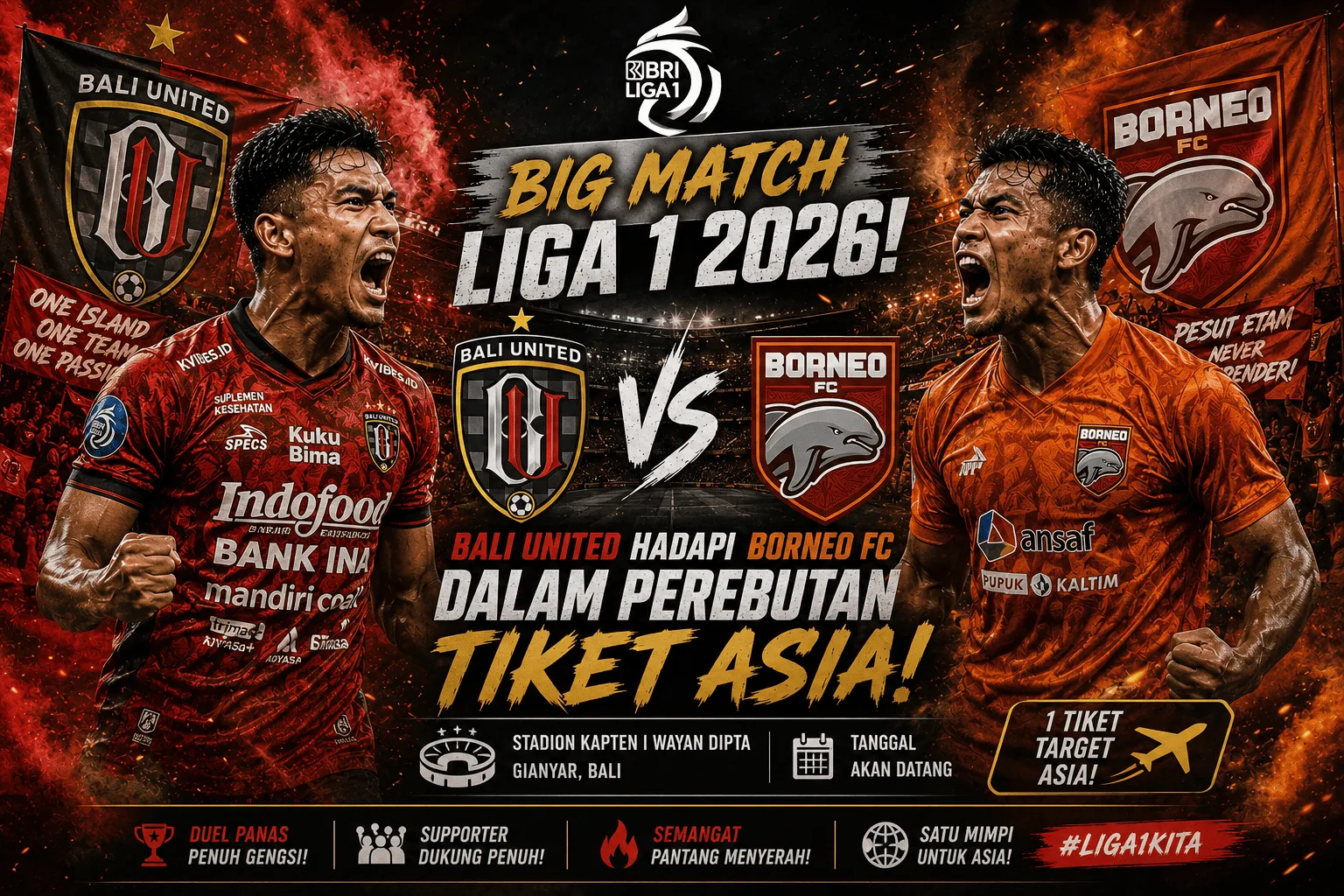 Big Match Liga 1 2026! Bali United Hadapi Borneo FC dalam Perebutan Tiket Asia