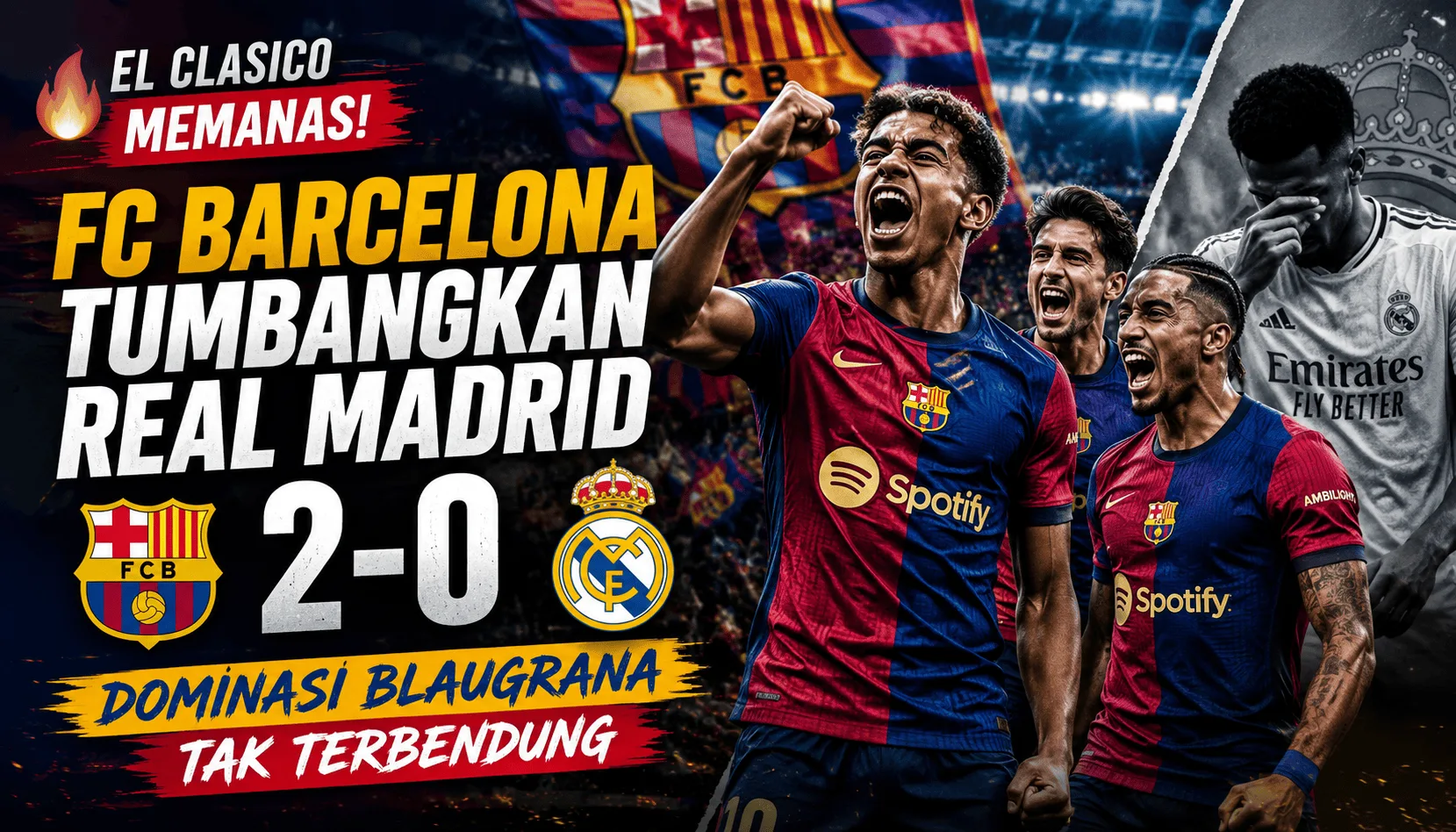El Clasico Memanas! FC Barcelona Tumbangkan Real Madrid 2-0, Dominasi Blaugrana Tak Terbendung