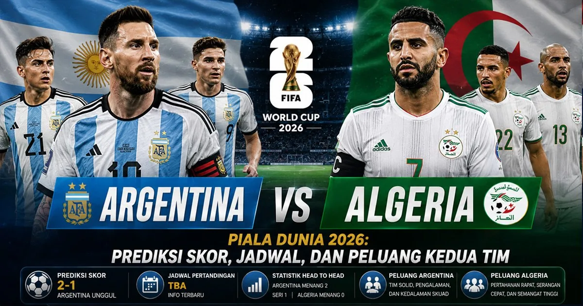 Argentina vs Algeria Piala Dunia 2026: Prediksi Skor, Jadwal, dan Peluang Kedua Tim