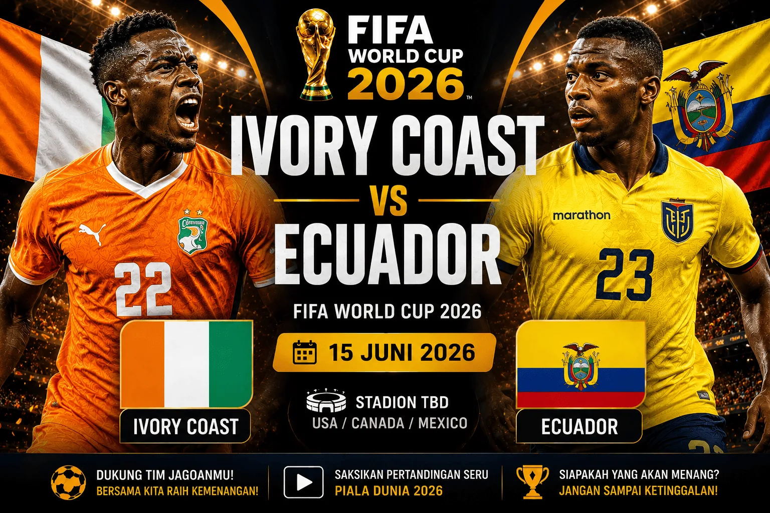 Prediksi Skor Ivory Coast vs Ecuador Piala Dunia 2026: Head to Head, Susunan Pemain, dan Analisis Pertandingan