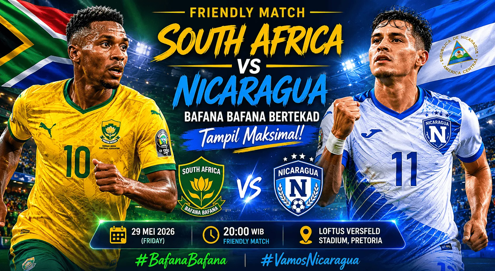 South Africa vs Nicaragua: Bafana Bafana Bertekad Tampil Maksimal di Friendly Match
