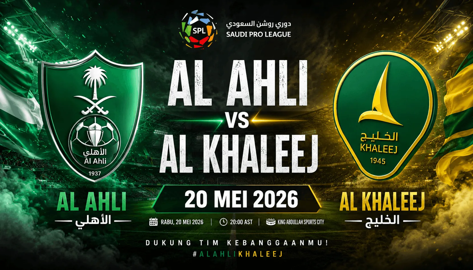 Preview Al Ahli vs Al Khaleej 20 Mei 2026: Tuan Rumah Incar Kemenangan Penting di Pro League