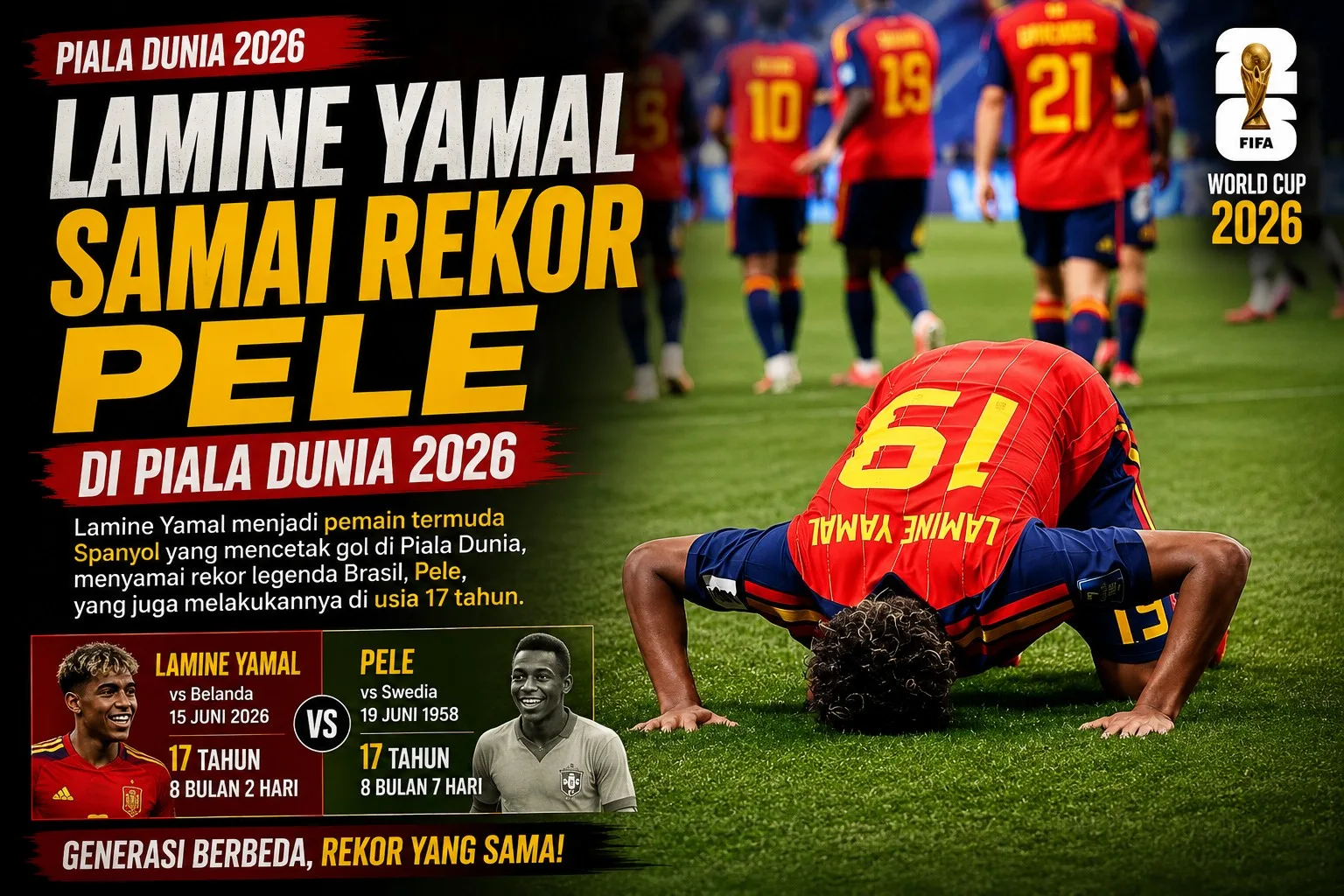 Lamine Yamal Samai Rekor Pele di Piala Dunia 2026
