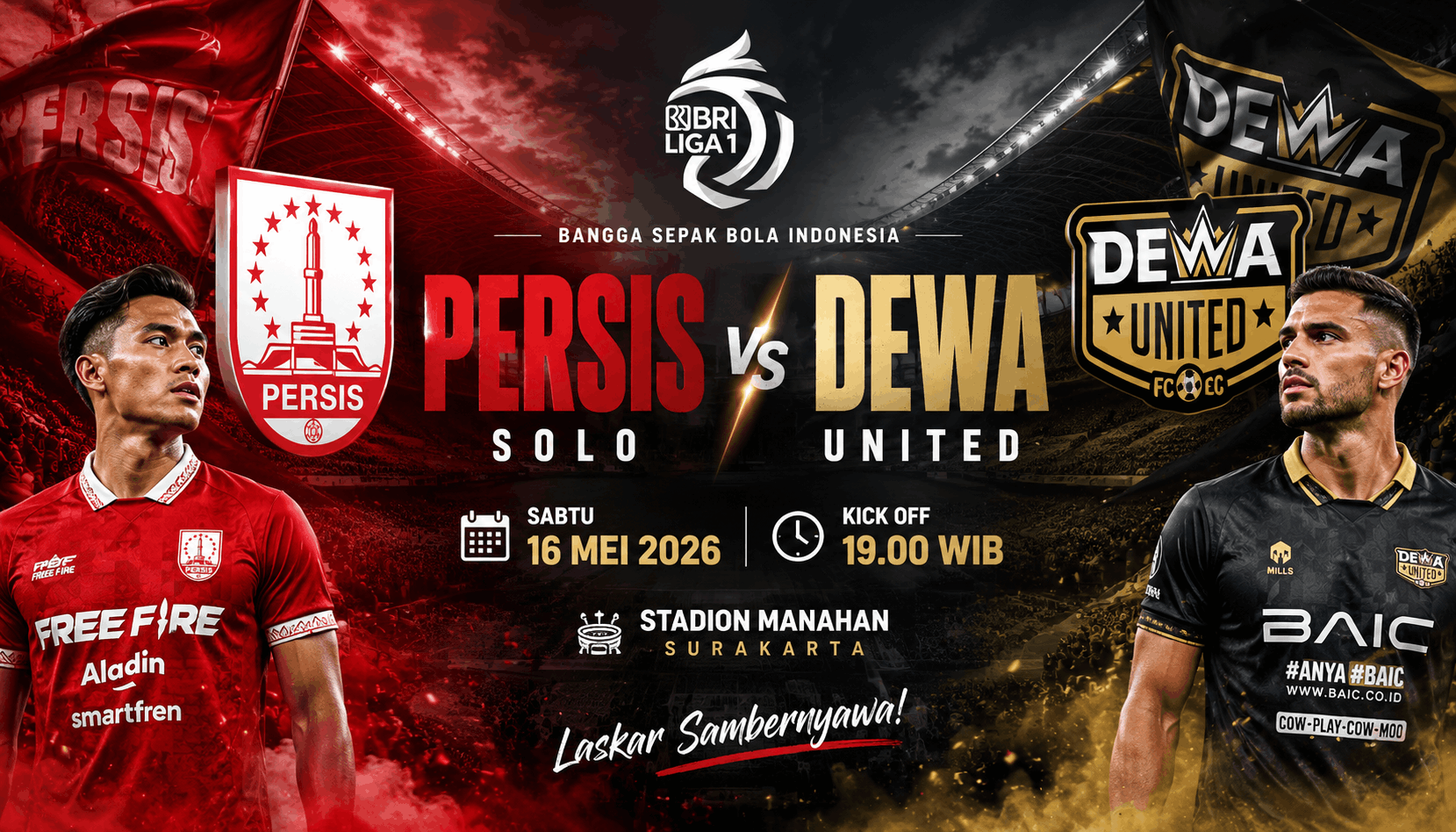 Persis Solo vs Dewa United 16 Mei 2026: Laskar Sambernyawa Hadang Ambisi Tangsel Warrior di Liga 1