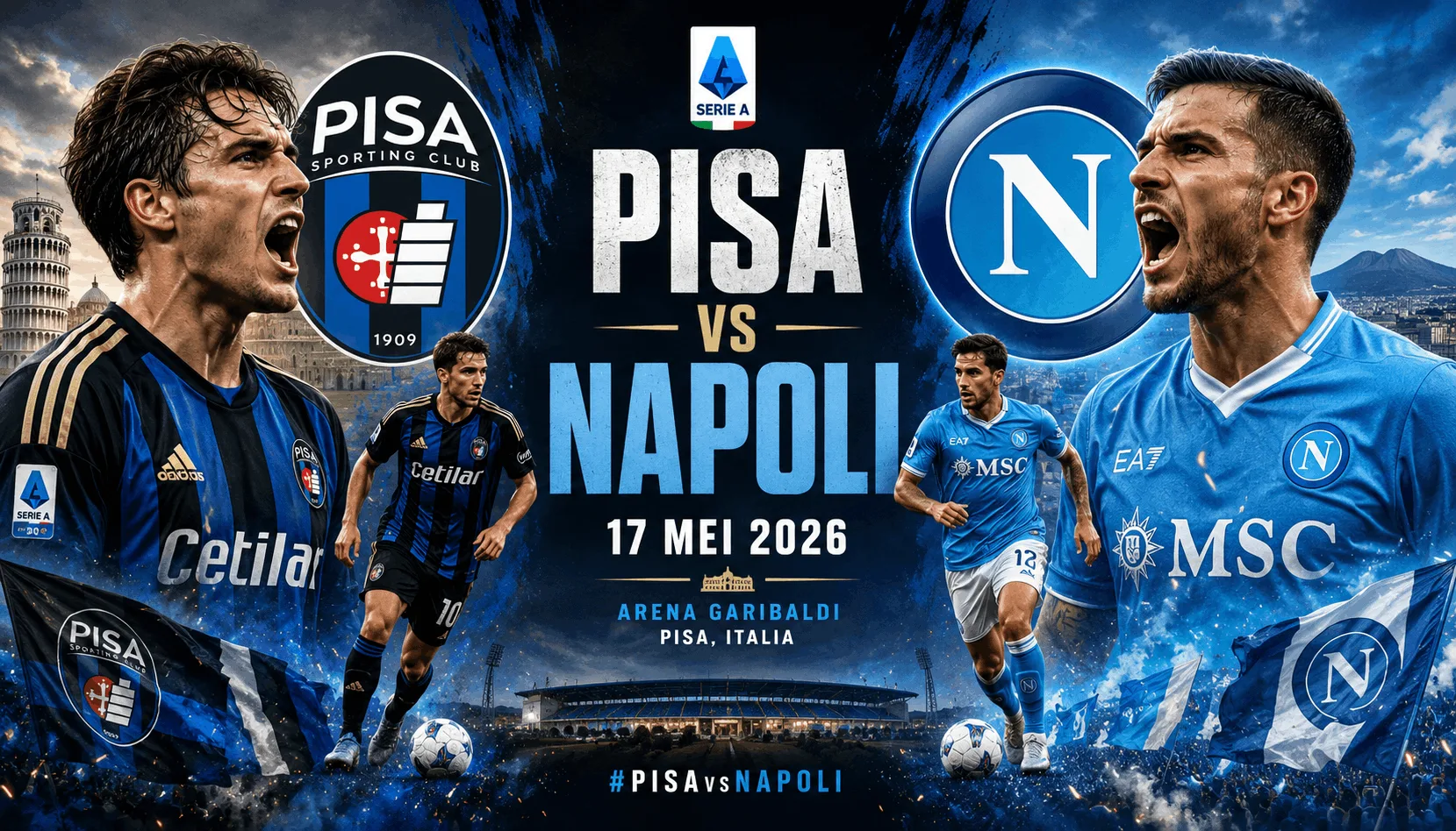 Pisa vs Napoli 17 Mei 2026: Partenopei Incar Tiga Poin Penting di Serie A