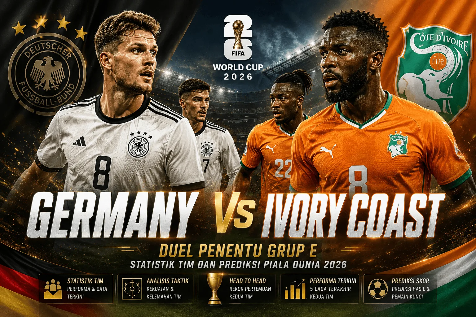 Germany vs Ivory Coast: Duel Penentu Grup E, Statistik Tim dan Prediksi Piala Dunia 2026