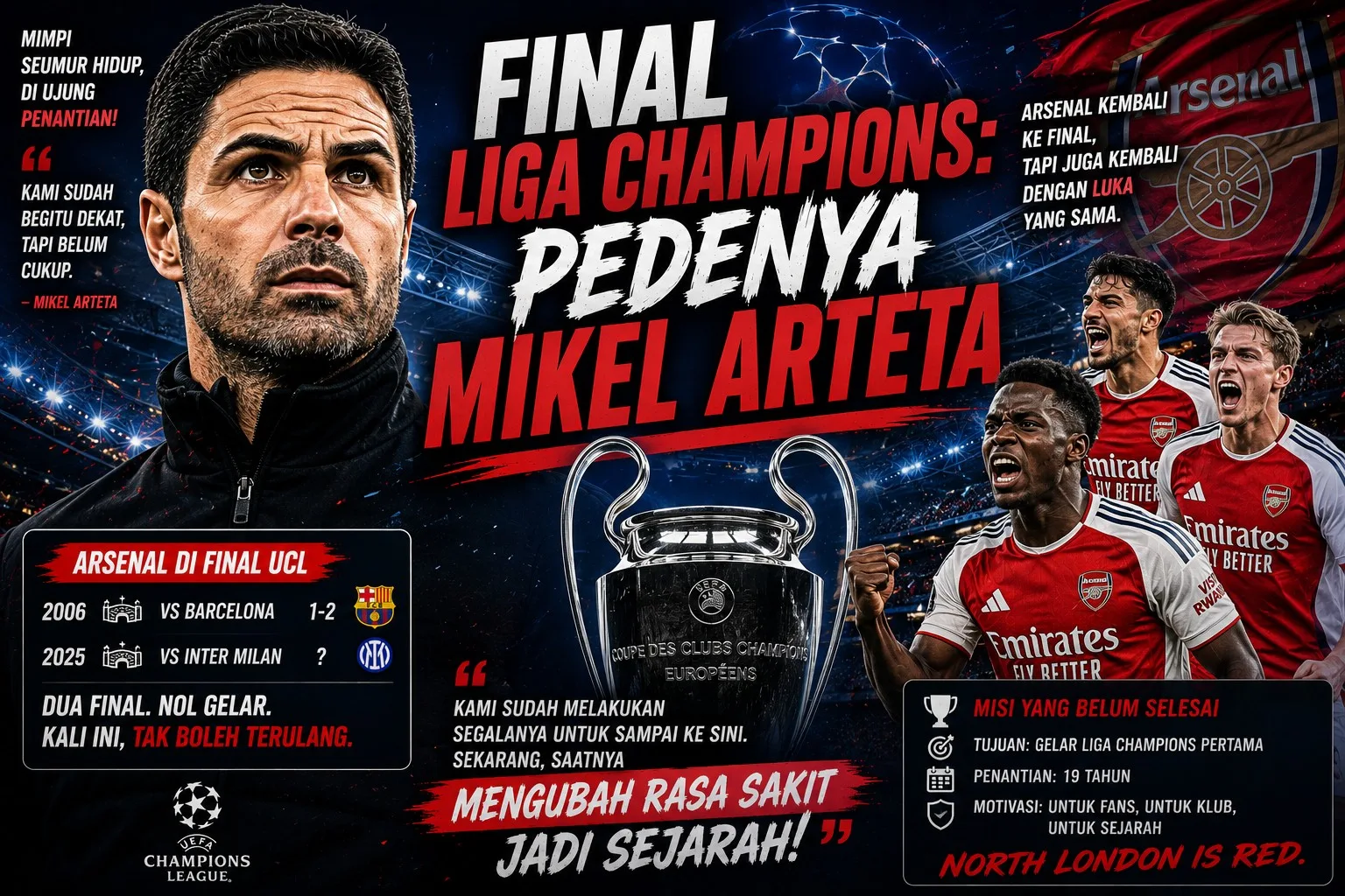 Final Liga Champions: Pedenya Mikel Arteta