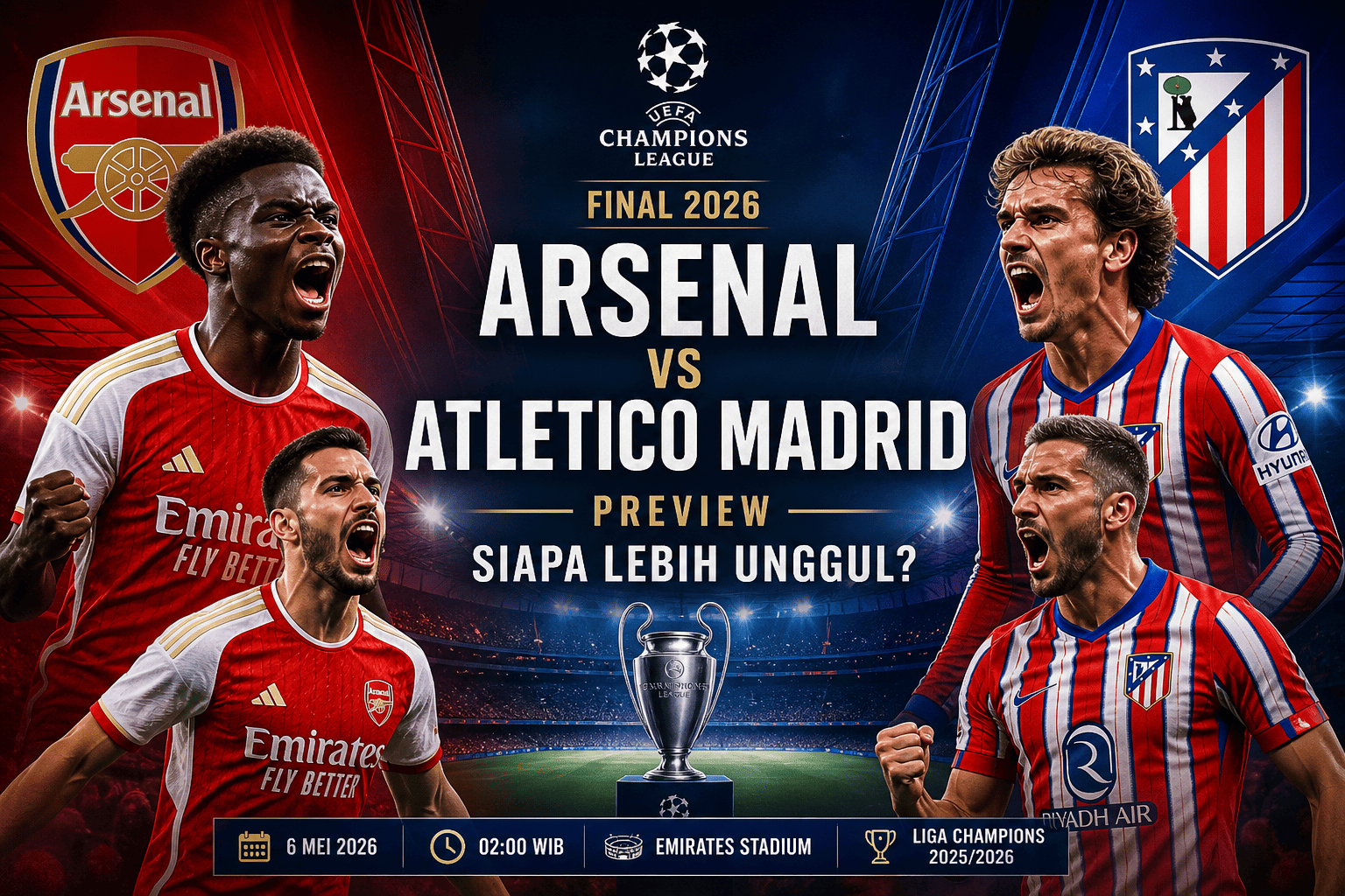 Preview Arsenal vs Atletico Madrid Liga Champions 2026: Siapa Lebih Unggul?