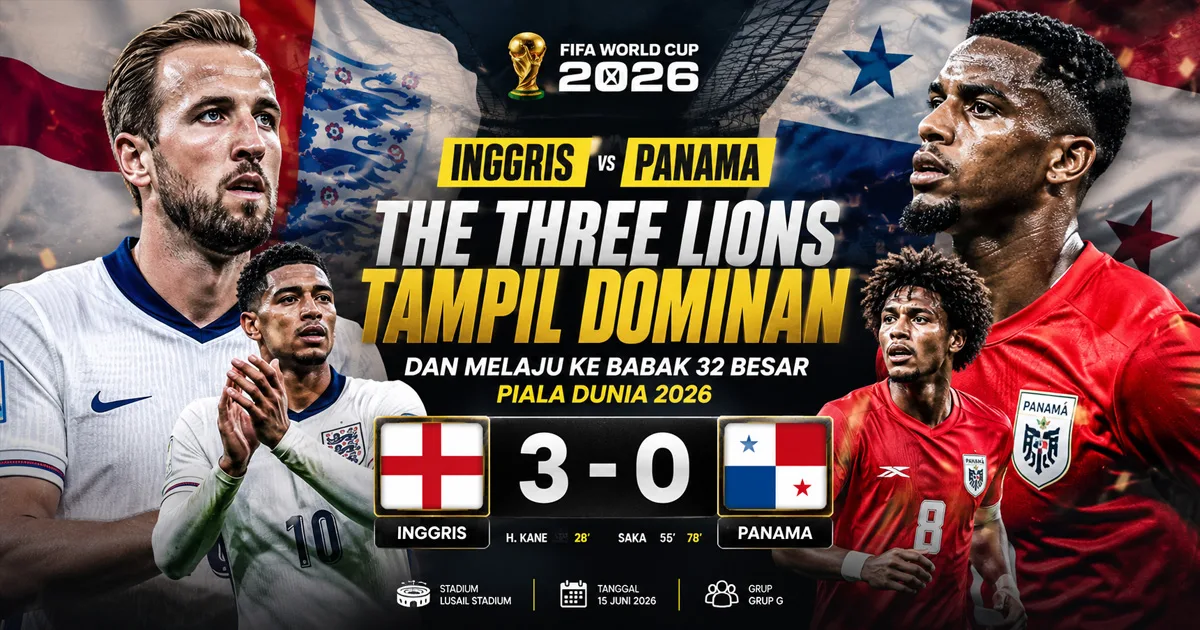 Inggris vs Panama: The Three Lions Tampil Dominan dan Melaju ke Babak 32 Besar Piala Dunia 2026