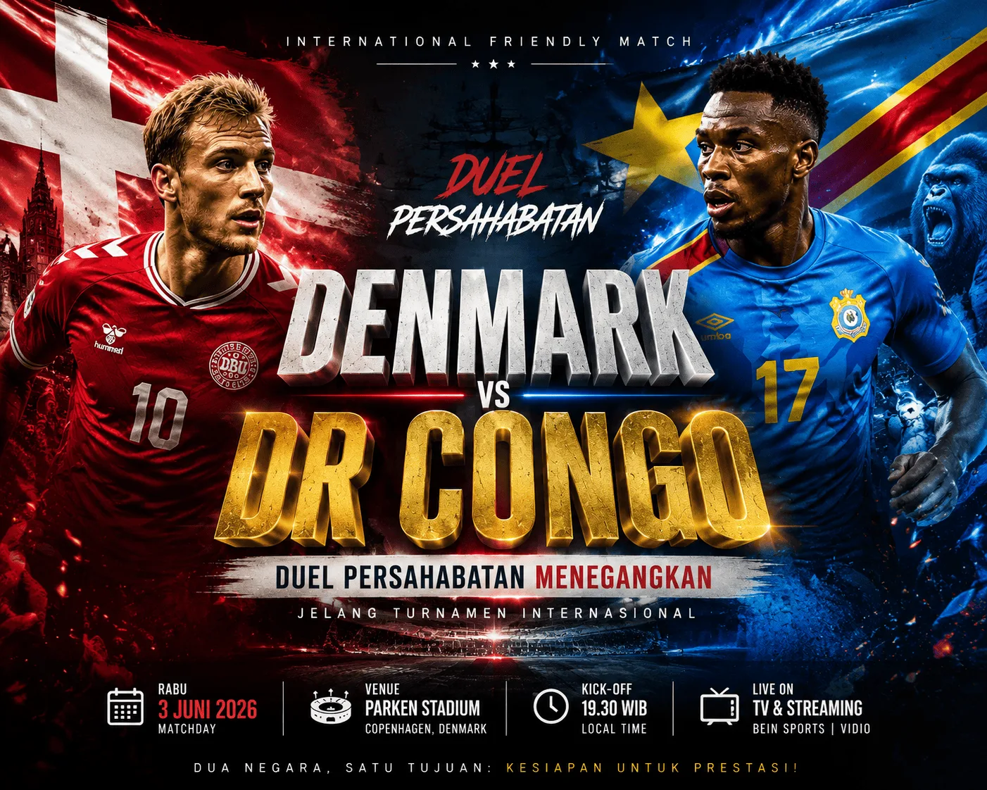 Denmark vs DR Congo: Duel Persahabatan Menegangkan Jelang Turnamen Internasional