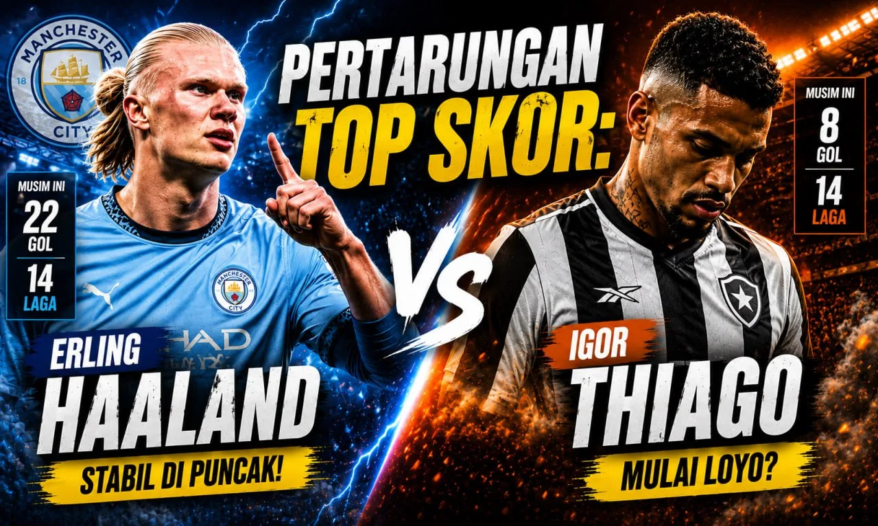 Pertarungan Top Skor: Erling Haaland Stabil, Igor Thiago Mulai Loyo?