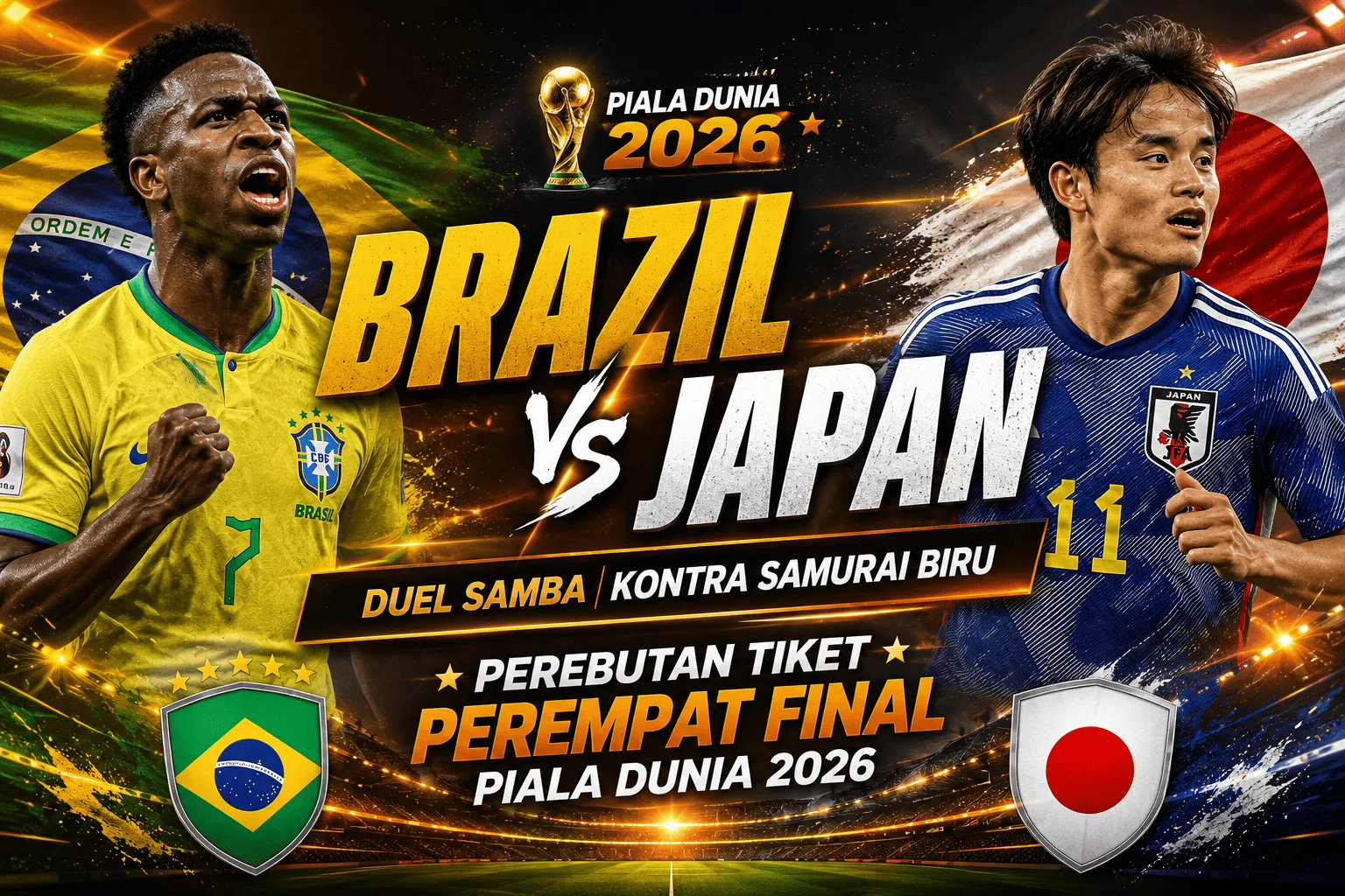 Brazil vs Japan: Duel Samba Kontra Samurai Biru, Perebutan Tiket Perempat Final Piala Dunia 2026