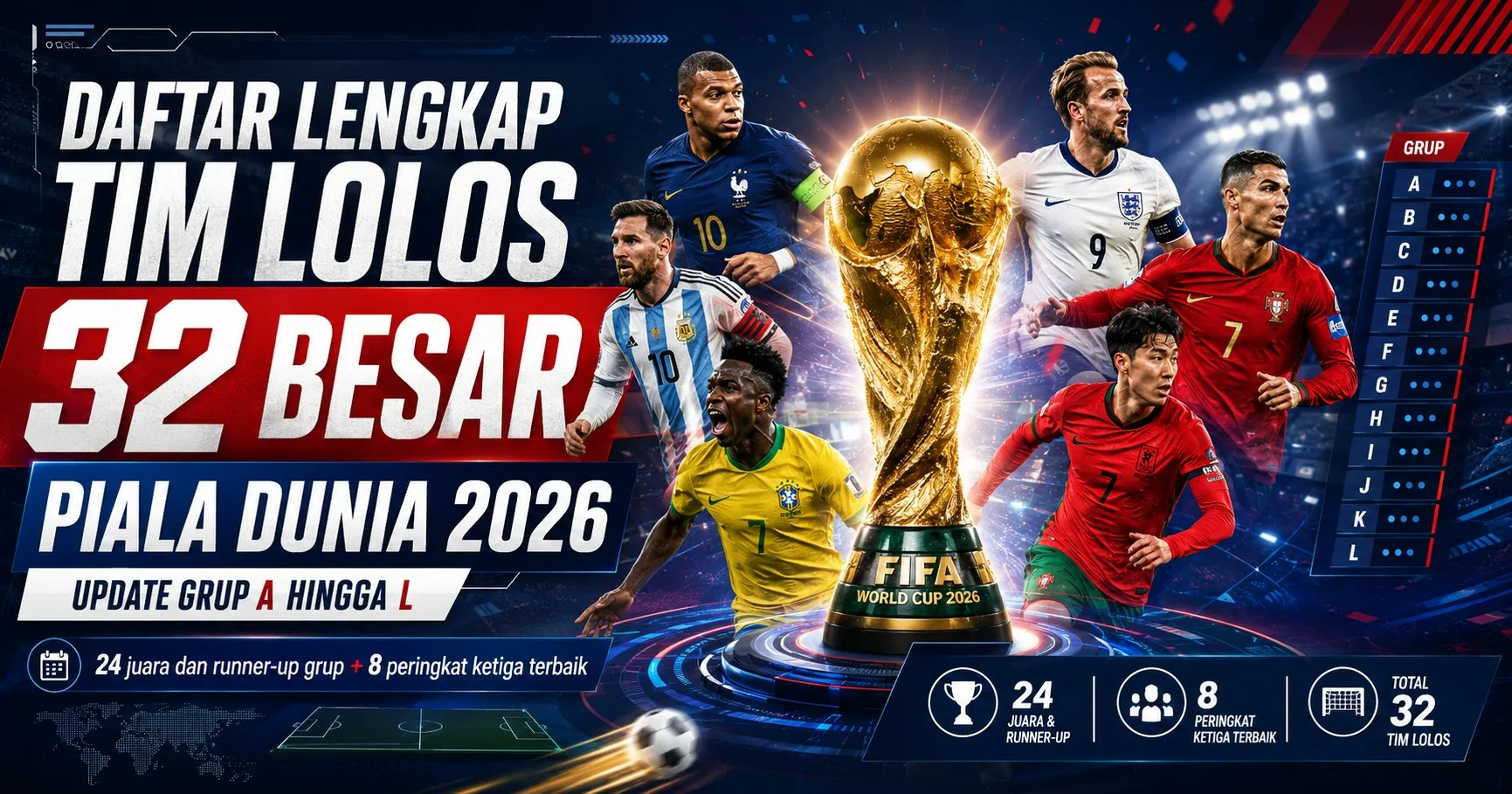 Daftar Lengkap Tim Lolos 32 Besar Piala Dunia 2026: Update Grup A hingga L