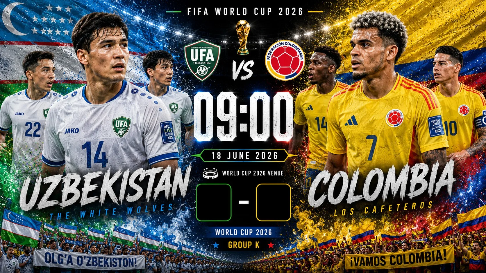 Uzbekistan vs Kolombia: Prediksi, Jadwal, Head to Head, Statistik dan Analisis Lengkap Piala Dunia 2026