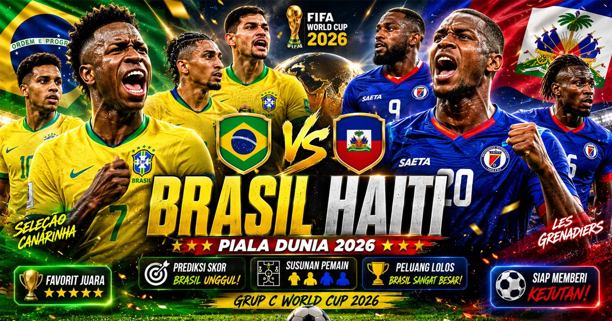 Brasil vs Haiti Piala Dunia 2026: Prediksi Skor, Susunan Pemain, dan Peluang Lolos Grup C