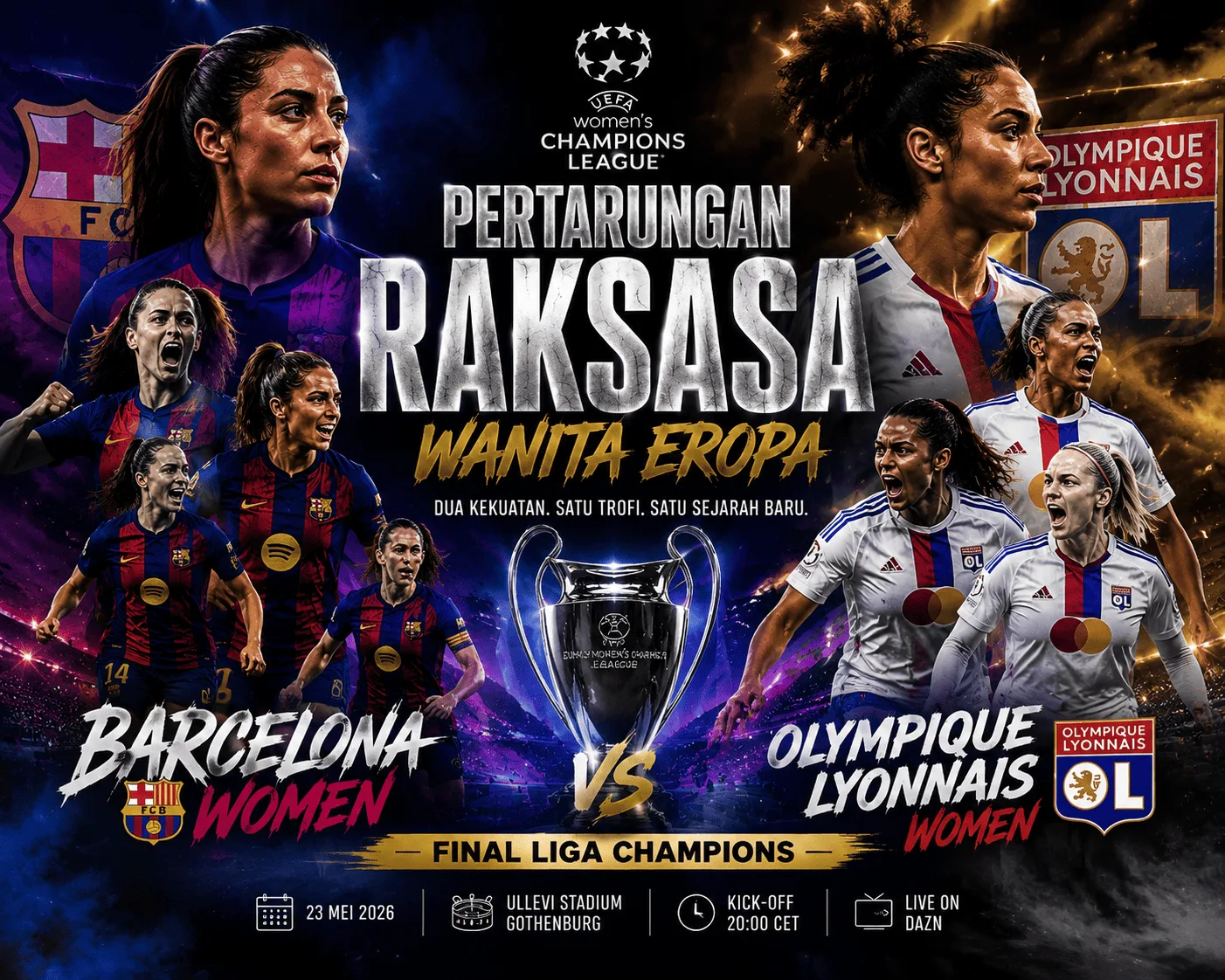 Pertarungan Raksasa Wanita Eropa: Barcelona Women Hadapi Olympique Lyon di Final Liga Champions