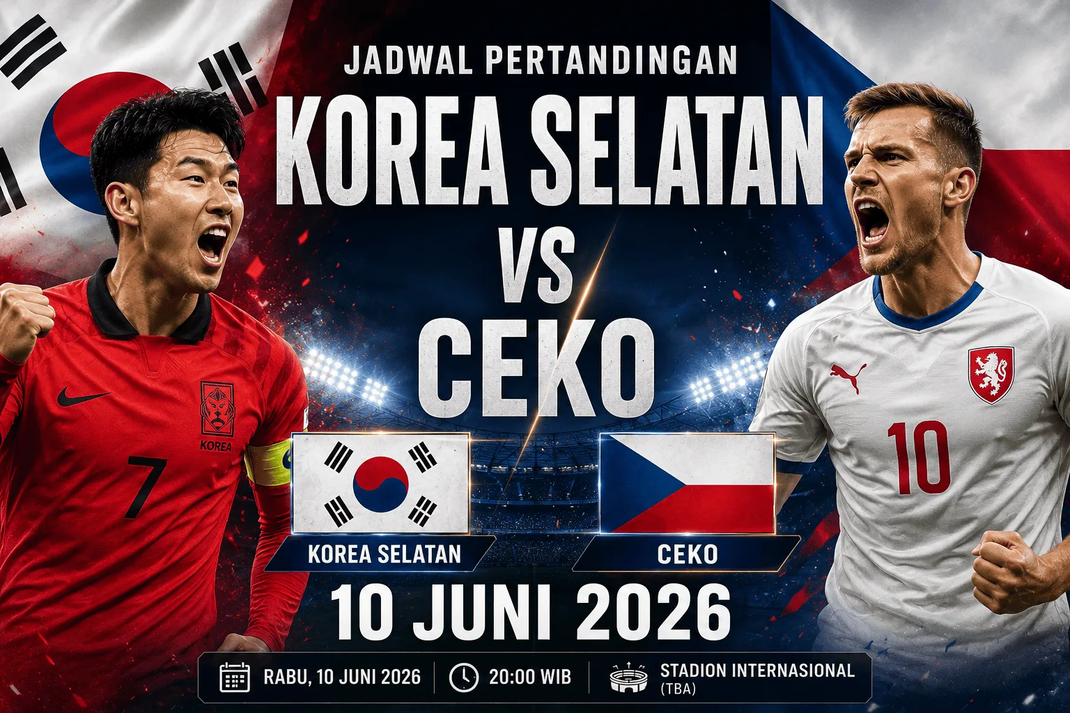Korea Selatan vs Ceko 10 Juni 2026: Prediksi Pertandingan, Head to Head dan Peluang Kedua Tim