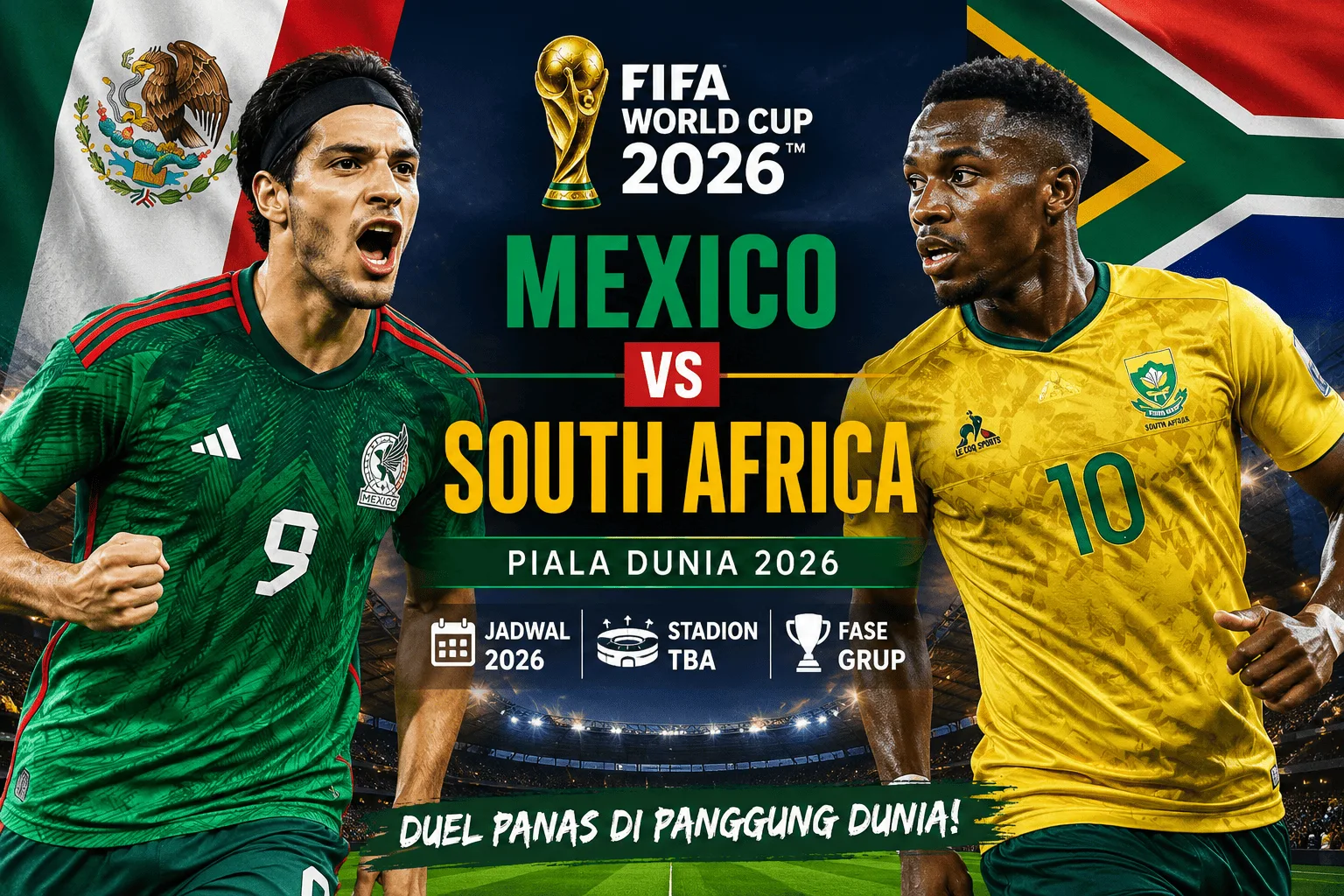 Prediksi Skor Mexico vs South Africa Piala Dunia 2026: Head to Head, Susunan Pemain, dan Peluang Menang