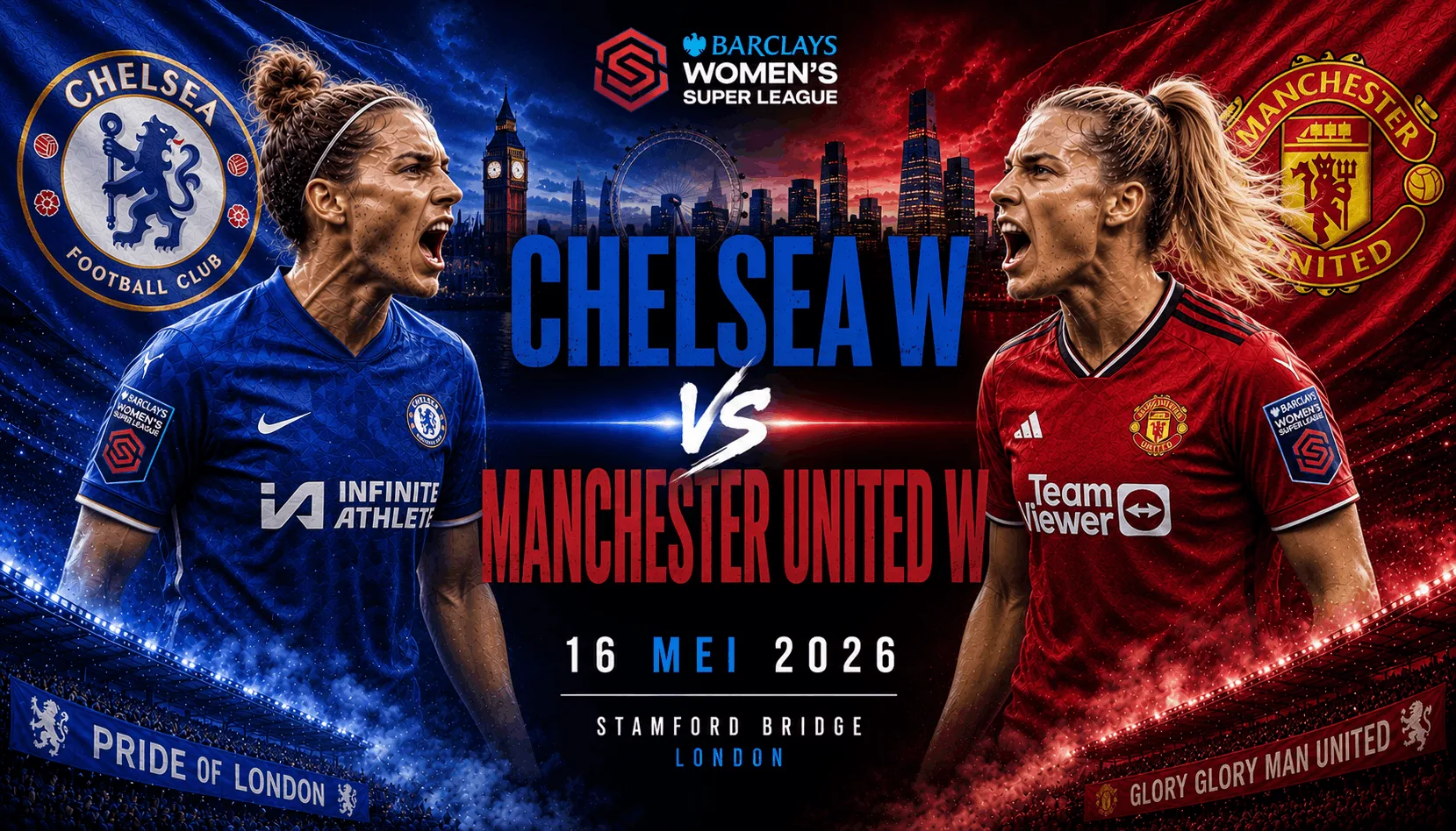 Chelsea W vs Manchester United W: Duel Penentu di Women’s Super League 16 Mei 2026