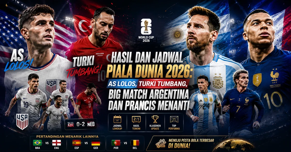 Hasil dan Jadwal Piala Dunia 2026: AS Lolos, Turki Tumbang, Big Match Argentina dan Prancis Menanti