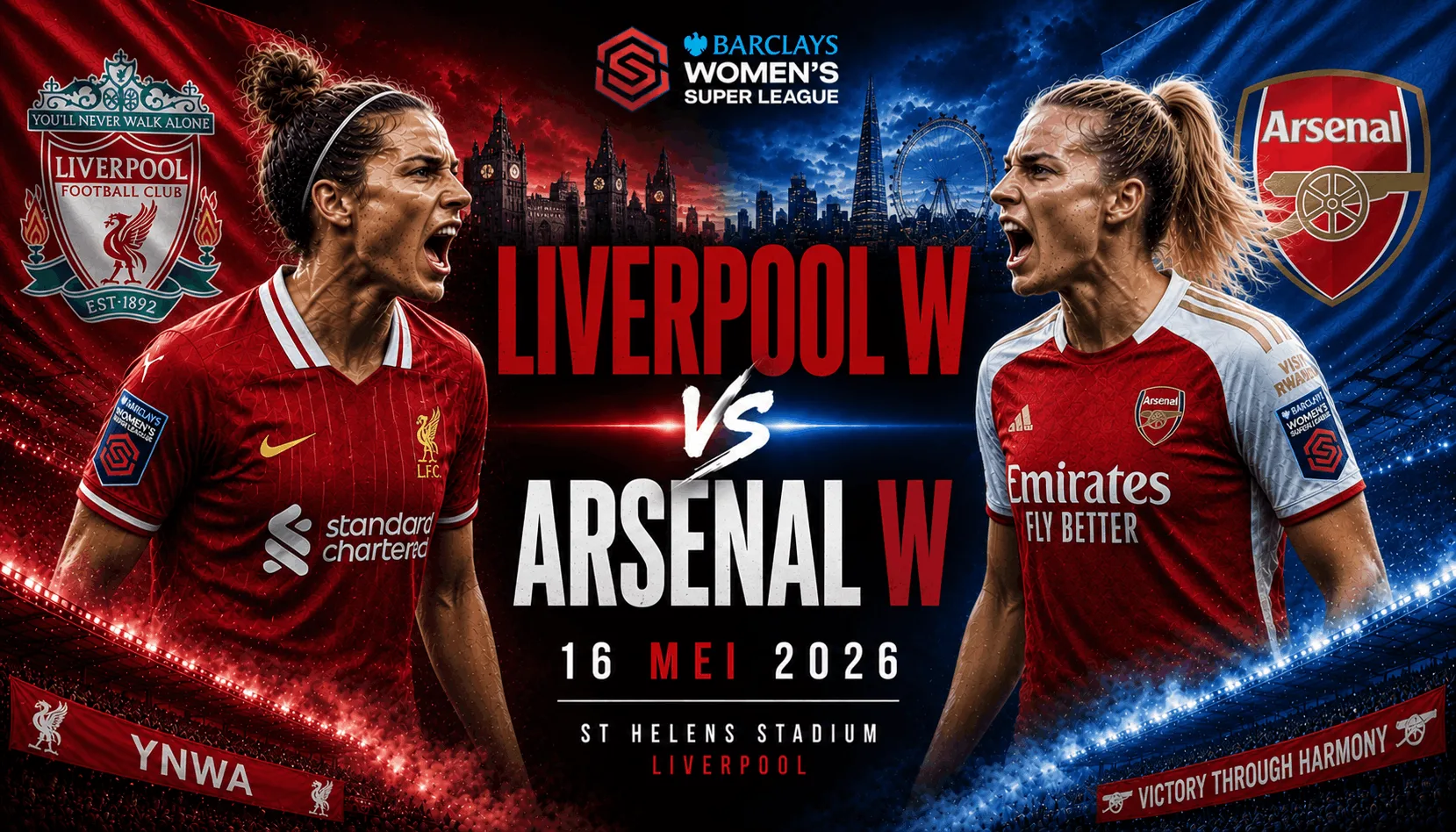 Liverpool W vs Arsenal W: Duel Panas Penutup Musim Women’s Super League 16 Mei 2026