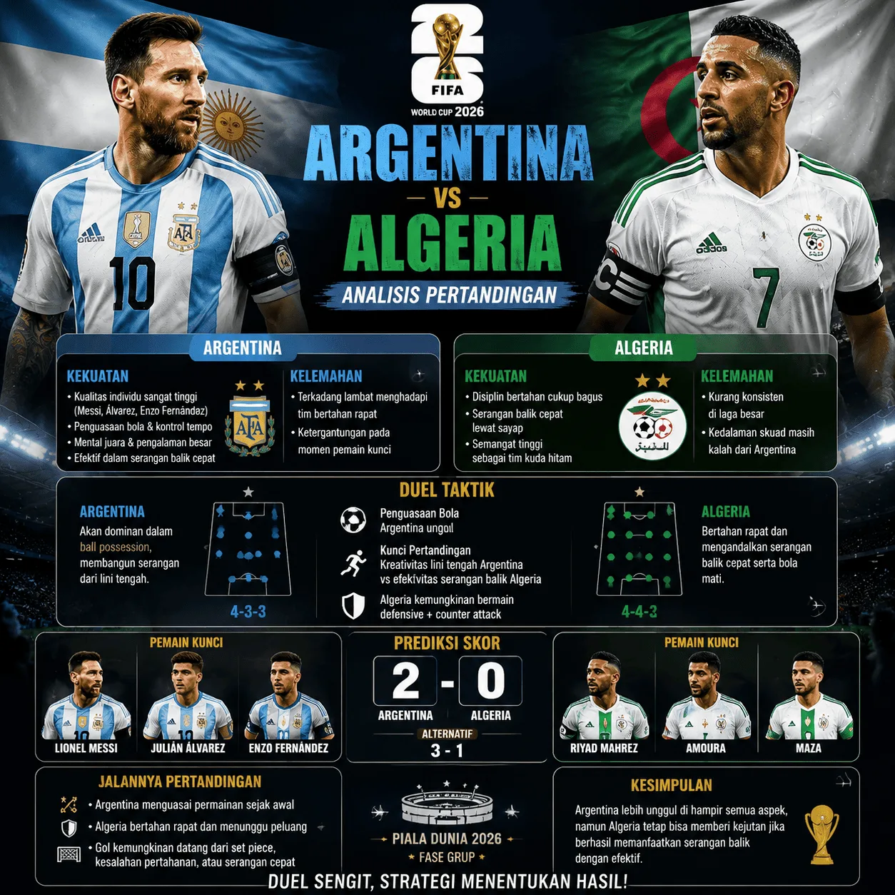 Argentina vs Algeria: Analisis Pertandingan, Prediksi Skor, dan Peluang Menang