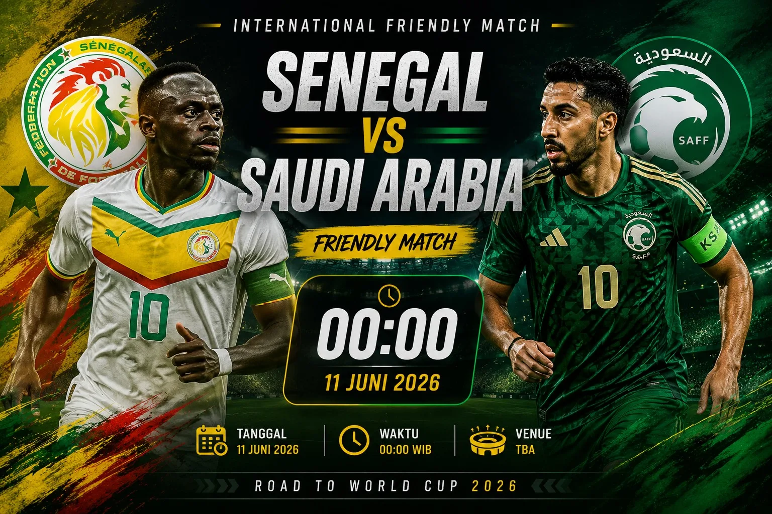 Senegal vs Arab Saudi 10 Juni 2026: Prediksi Skor, Head to Head, Susunan Pemain dan Analisis Lengkap Laga Persahabatan Internasional