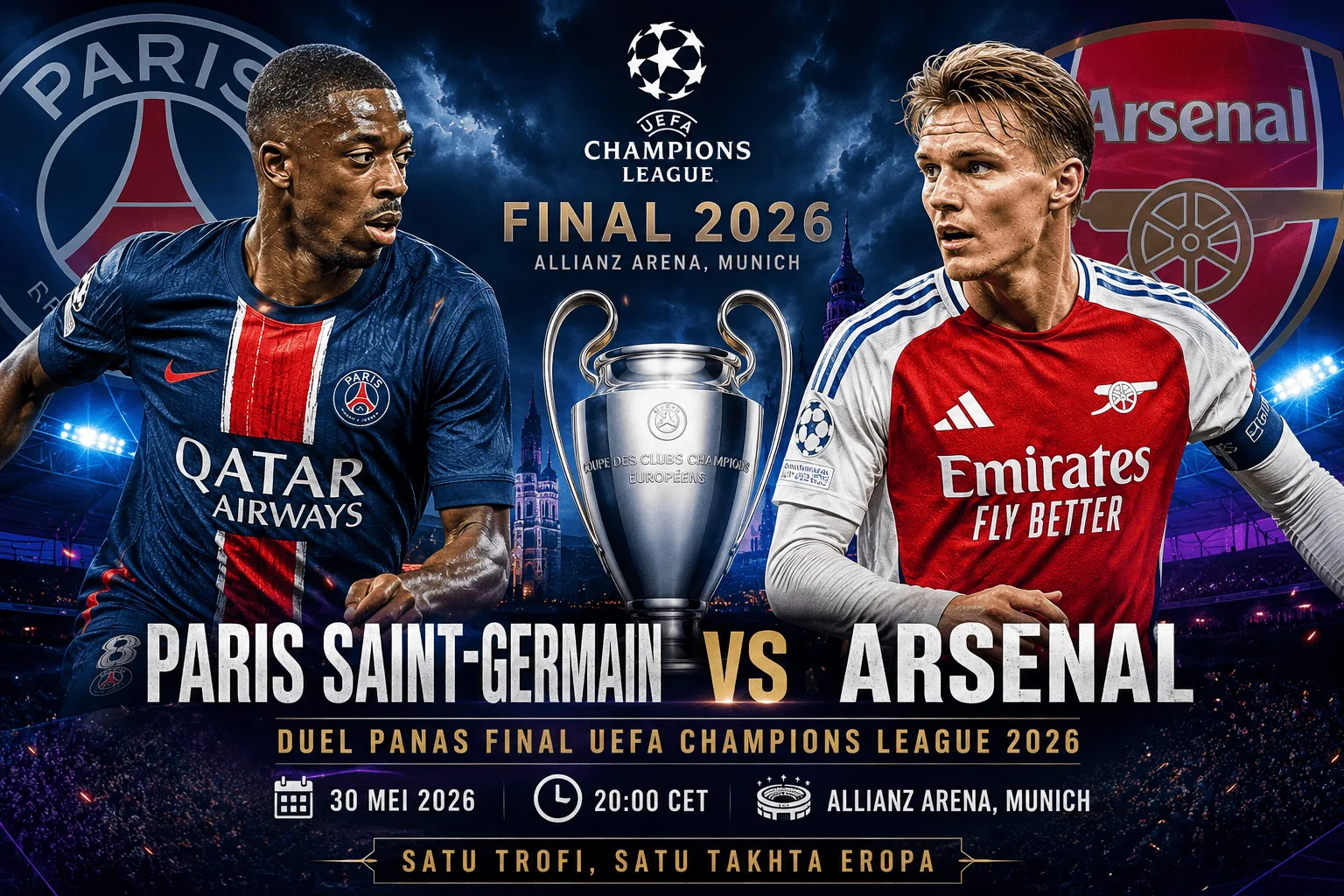 Paris Saint‑Germain vs Arsenal: Duel Panas Final UEFA Champions League 2026