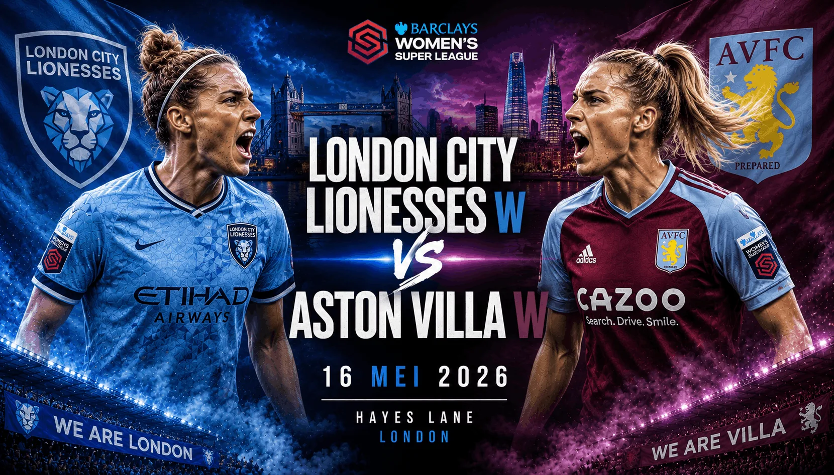 London City Lionesses W vs Aston Villa W: Duel Penting Women’s Super League 16 Mei 2026