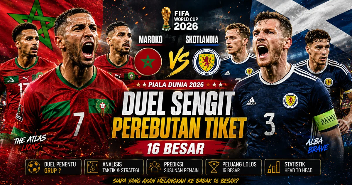 Maroko vs Skotlandia Piala Dunia 2026: Duel Sengit Perebutan Tiket 16 Besar