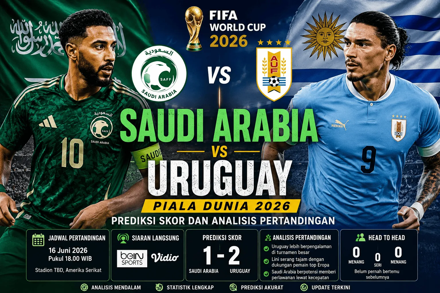 Saudi Arabia vs Uruguay Piala Dunia 2026: Prediksi Skor dan Analisis Pertandingan