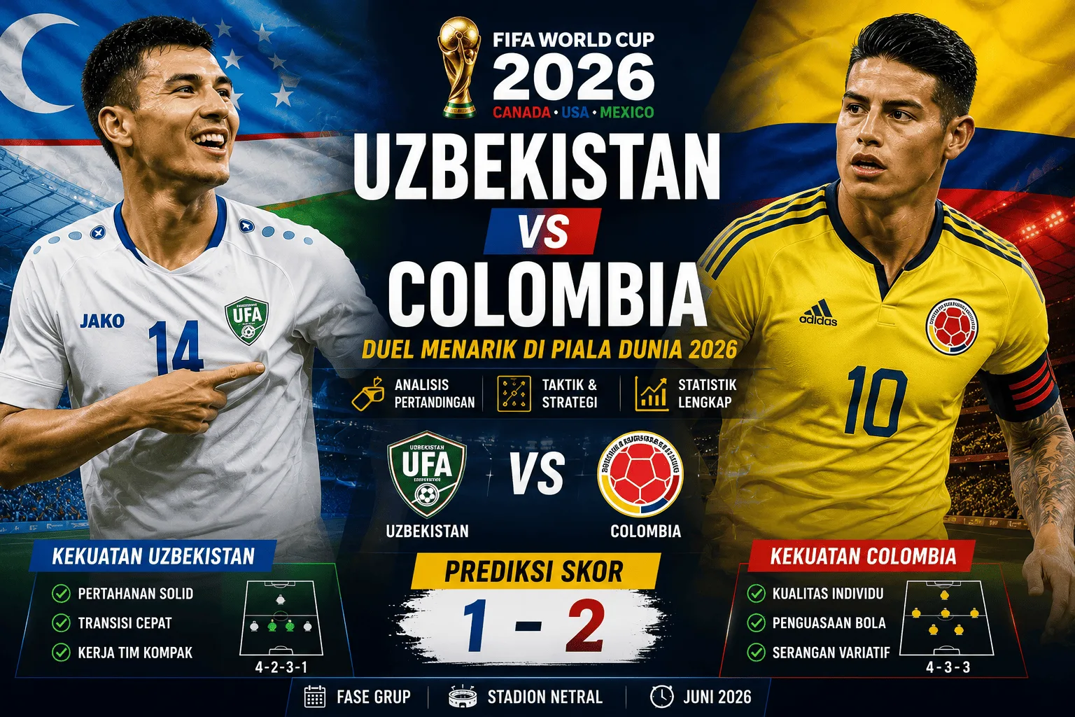 Uzbekistan vs Colombia: Duel Menarik, Analisis Pertandingan, dan Prediksi Skor 2026
