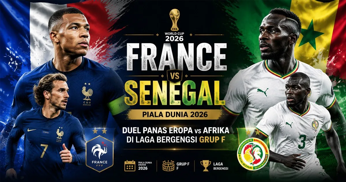 Prancis vs Senegal Piala Dunia 2026: Duel Panas Eropa vs Afrika di Laga Bergengsi Grup F