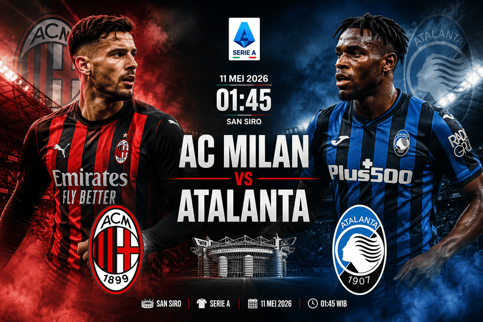 AC Milan vs Atalanta 11 Mei 2026: Jadwal, Prediksi dan Preview Serie A Italia